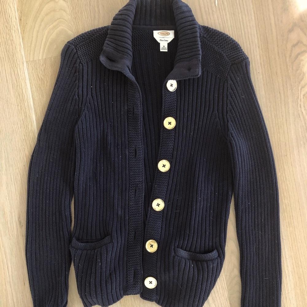 Talbots Pima cotton long navy cardigan